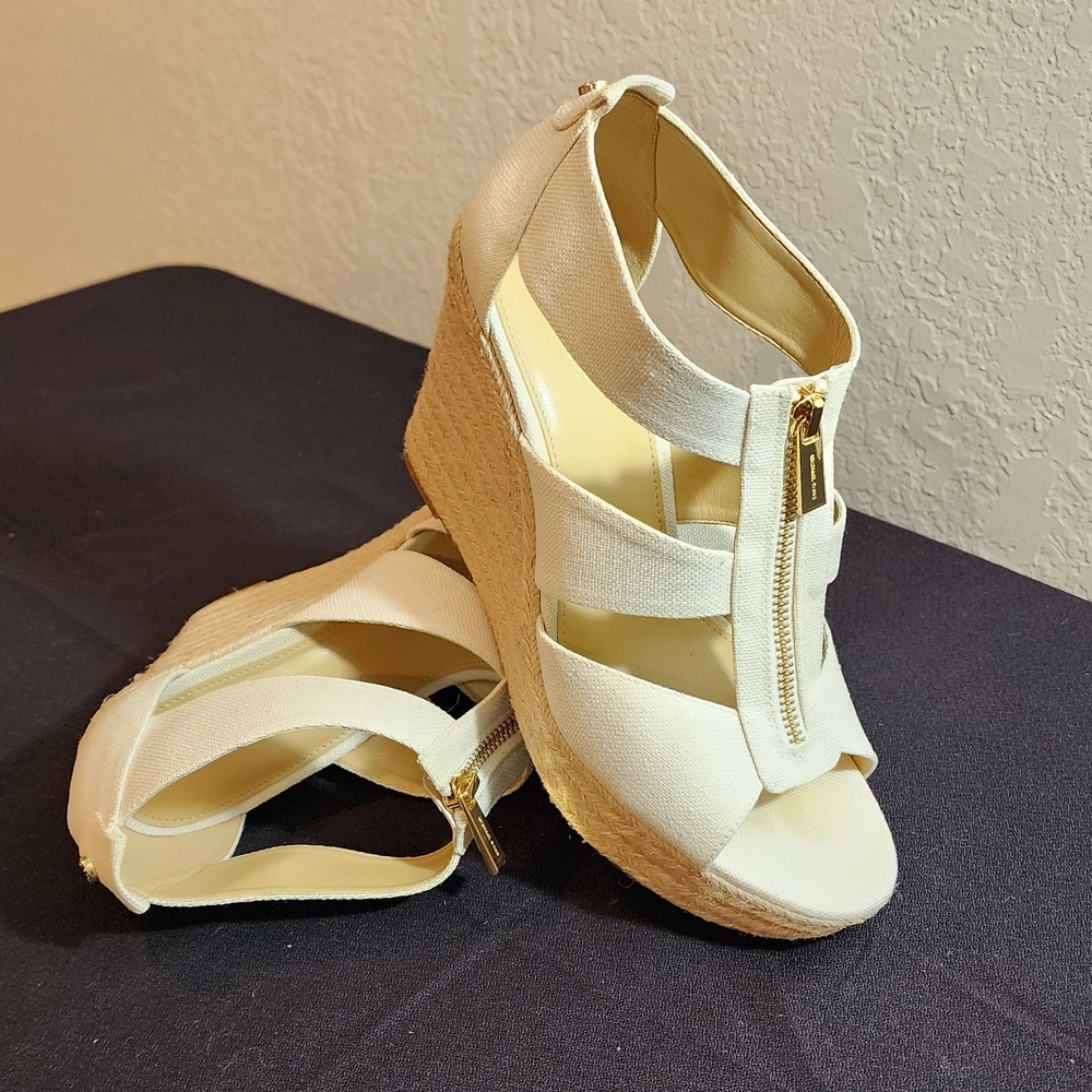 MICHAEL Michael Kors Cream Wedge Sandals